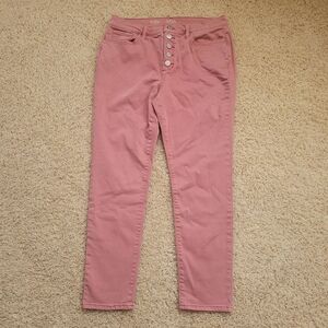 a.n.a Pink 10 High Rise Skinny Ankle Denim Jeans Buttonfly